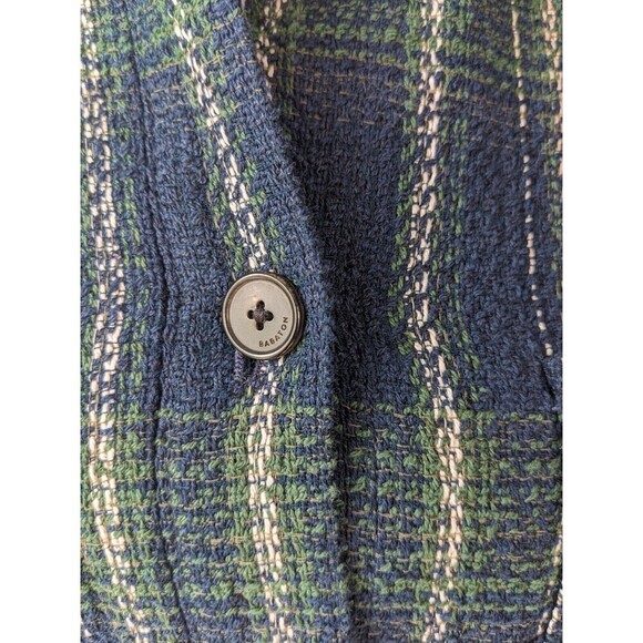 Aritzia BABATON Joan Oversized Shirt Jacket Navy Green Tweed Plaid Shacket Sz 1 - Picture 7 of 13